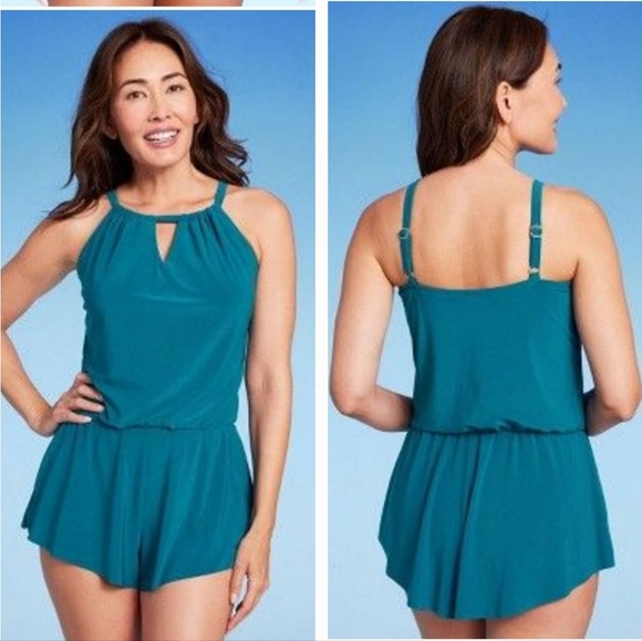 Aqua Green Swim Swimwear Aqua Green Upf 5 High Neck Swim Romper